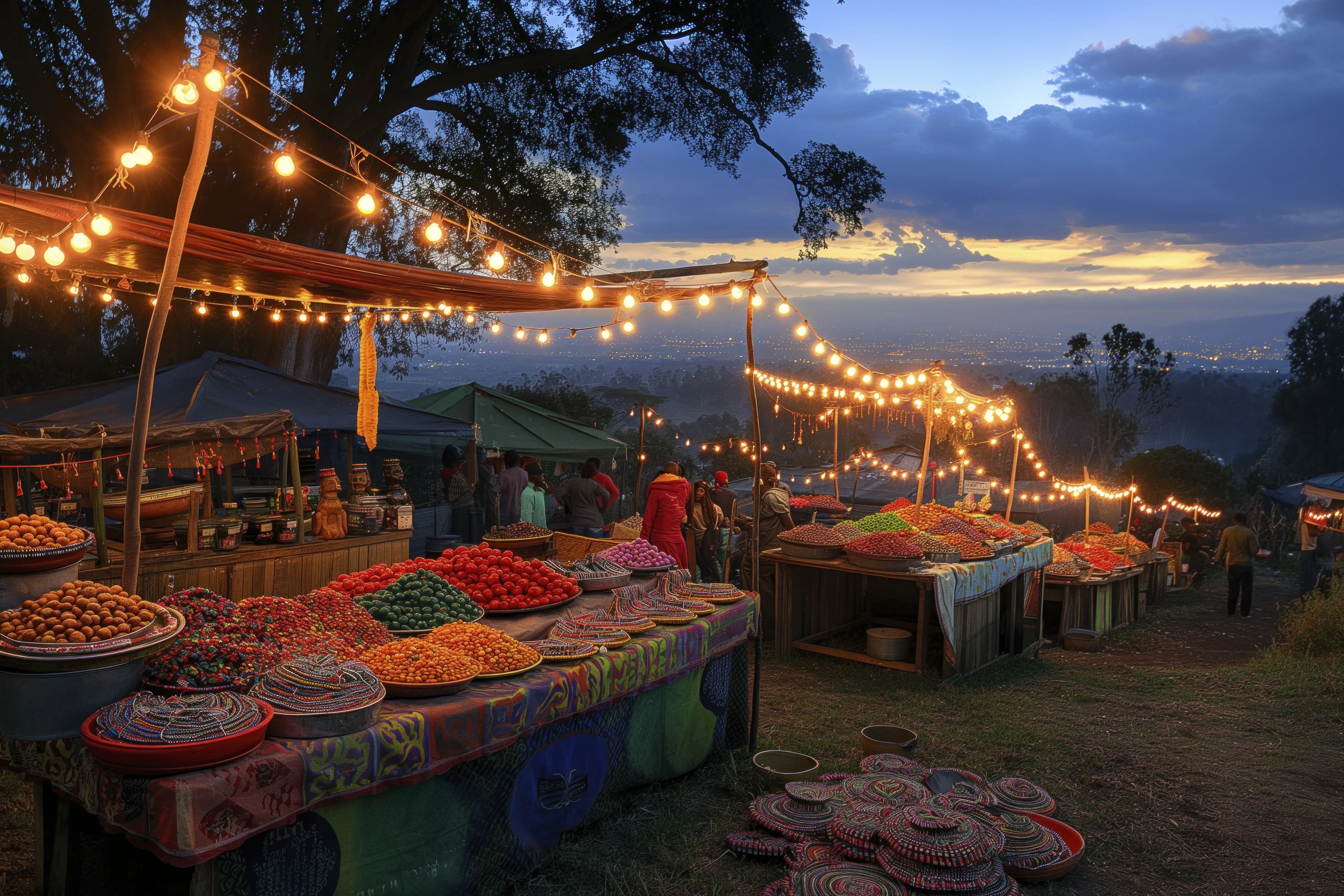Rural village festival at night
